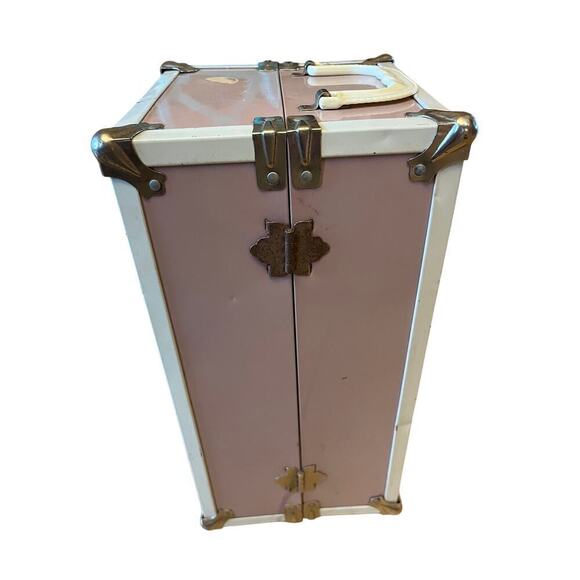 Vtg Pink & White Doll Wardrobe Trunk w/ Baby Lamb On Front Littlest Angel CASE - Picture 7 of 8